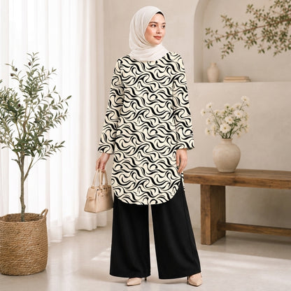 PREMIUM ABSTRACT GRAPHIC PRINTED LONG BLOUSE