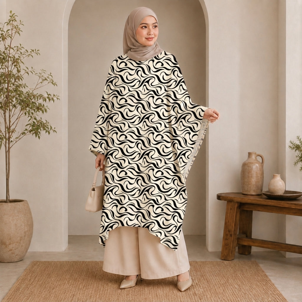 PREMIUM ABSTRACT GRAPHIC PRINTED LONG KAFTAN