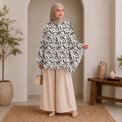 PREMIUM MODERN ABSTRACT GRAPHIC PRINTED MINI KAFTAN