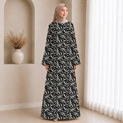 PREMIUM ABSTRACT SWIRL PRINTED JUBAH MUSLIMAH
