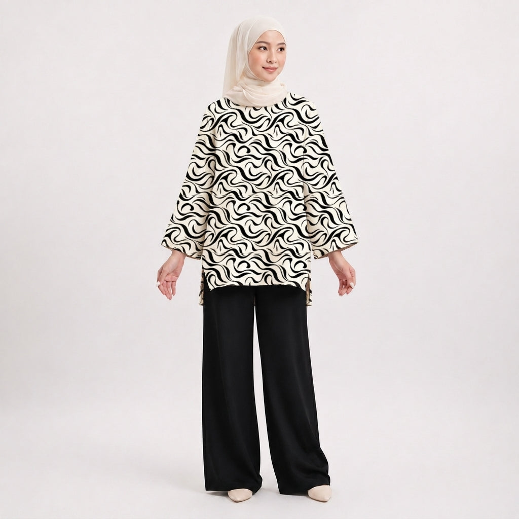 PREMIUM ABSTRACT GRAPHIC PRINTED MINI BLOUSE