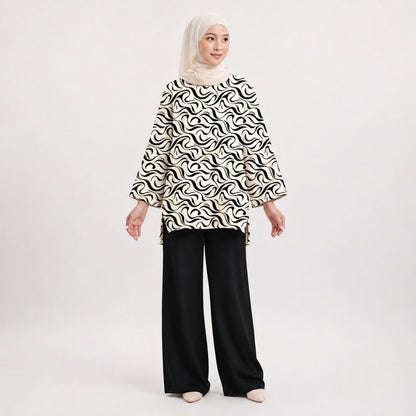 PREMIUM ABSTRACT GRAPHIC PRINTED MINI BLOUSE