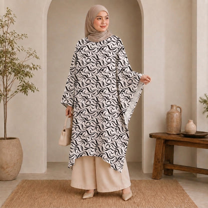 PREMIUM ABSTRACT GRAPHIC PRINTED LONG KAFTAN