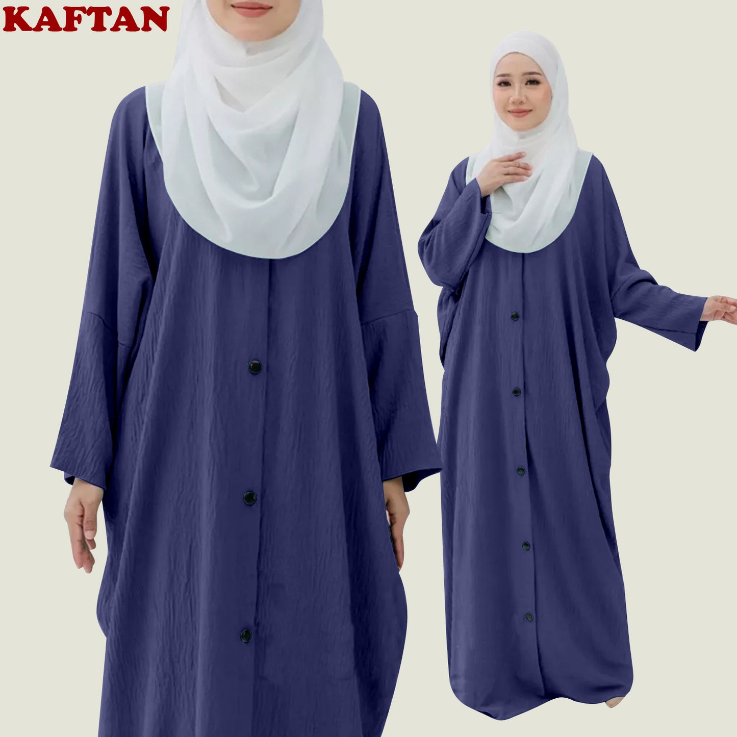 Kaftan Wanita Muslim Full Kancing