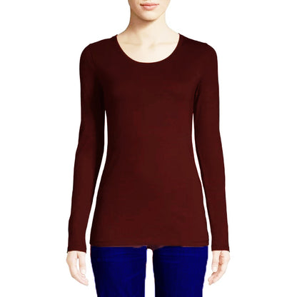 T-Shirt Wanita Tangan Panjang Bahan Adem Body Fit Cotton