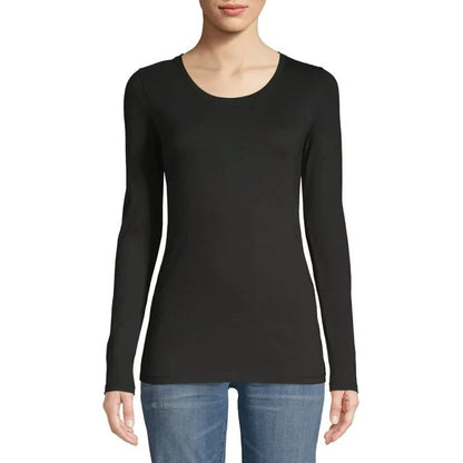 T-Shirt Wanita Tangan Panjang Bahan Adem Body Fit Cotton