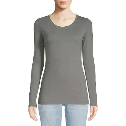 T-Shirt Wanita Tangan Panjang Bahan Adem Body Fit Cotton