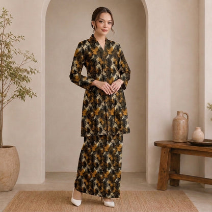 PREMIUM ABSTRACT & FLORAL PRINTED LONG KEBAYA