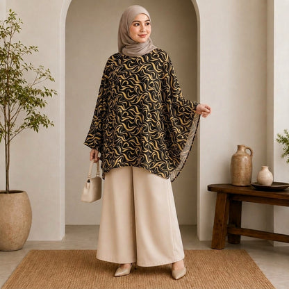 PREMIUM MODERN ABSTRACT SWIRL PRINTED MINI KAFTAN